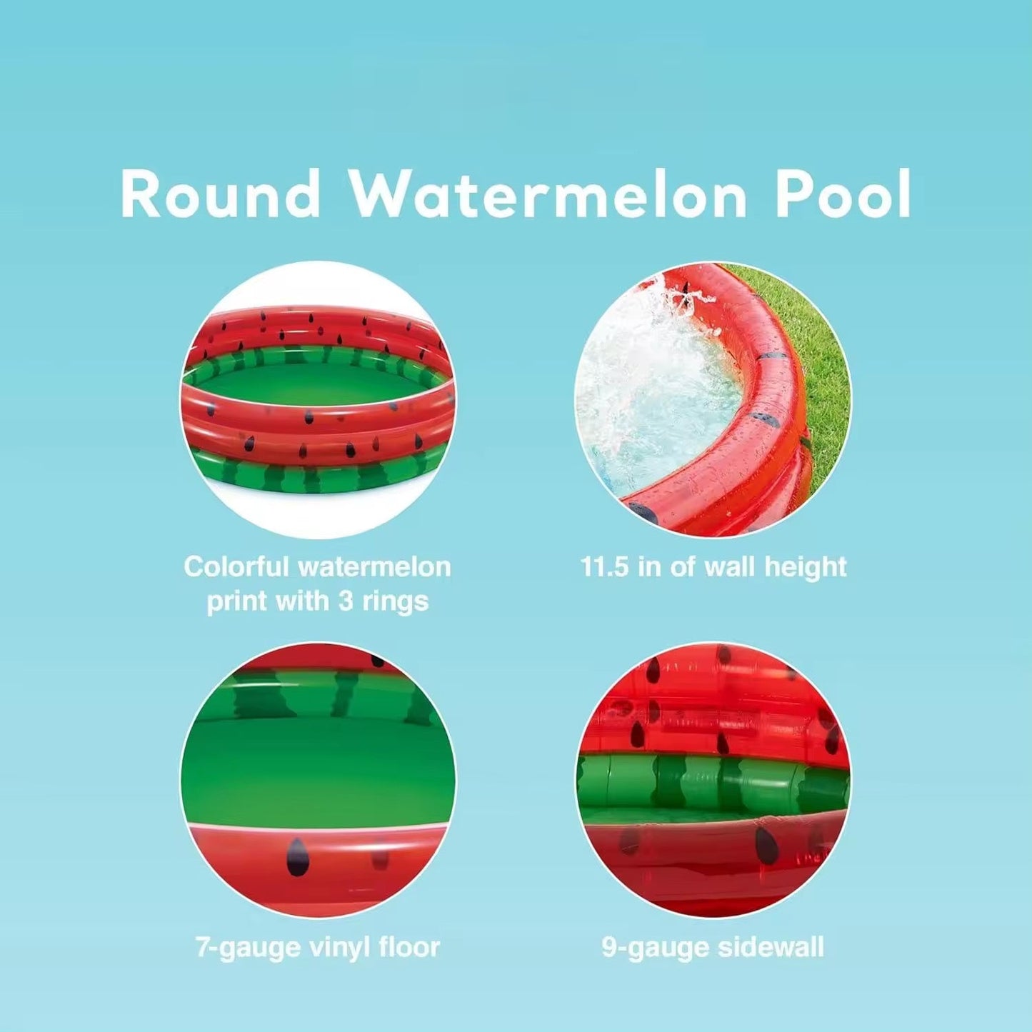 Inflatable Kids Splash Pool – Portable Outdoor watermelon pool