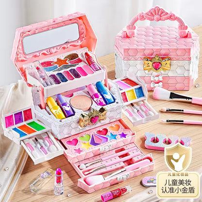 Girls Makeup Kit – Washable Beauty Set in Dressing Box with Drawers