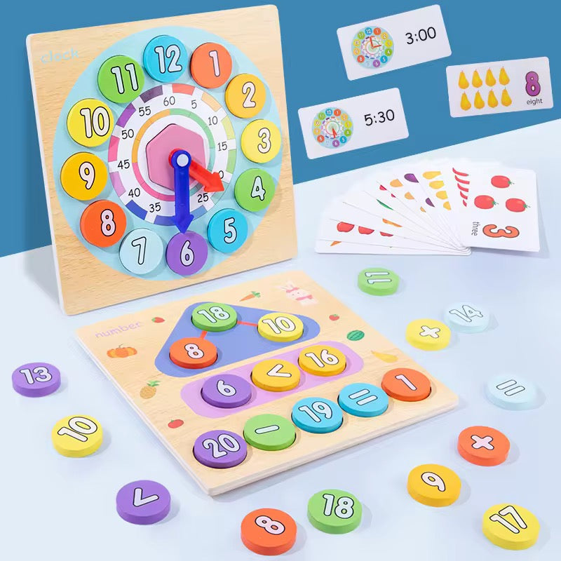 2-in-1 Wooden Digital Clock & Shape Sorter Toy – Early Learning Educational Toy