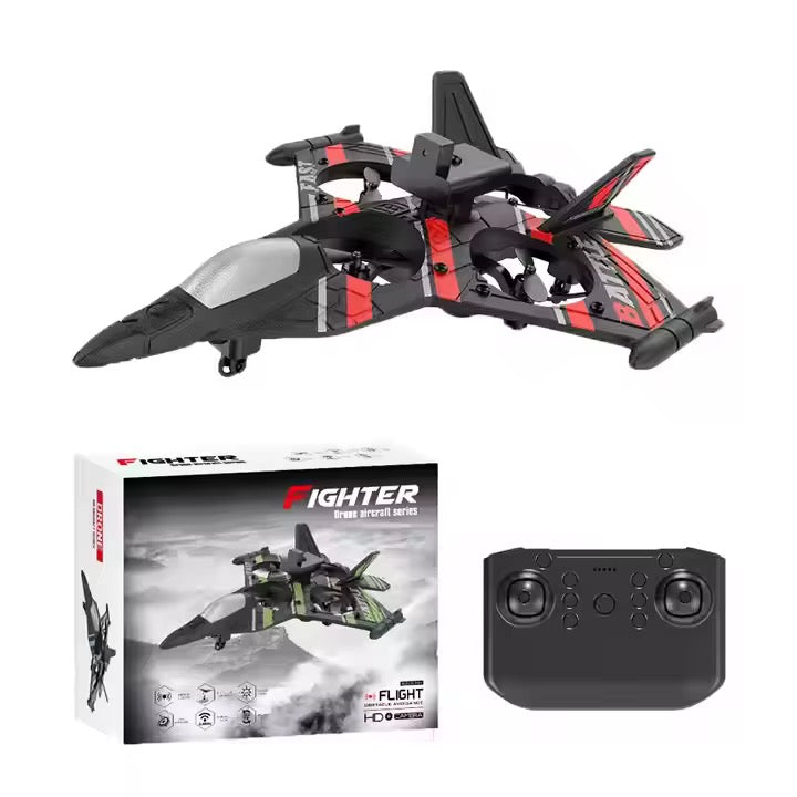 RC Fighter Jet Drone Stunt Plane Aircraft with Lights & 360° Flip