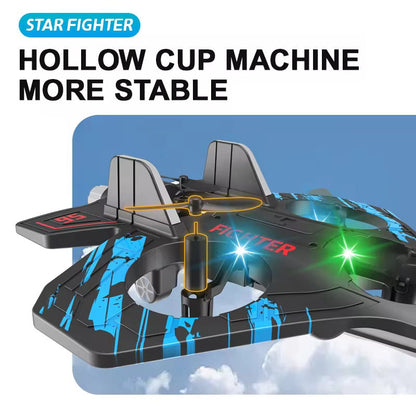 RC Fighter Jet Drone Stunt Plane Aircraft with Lights & 360° Flip