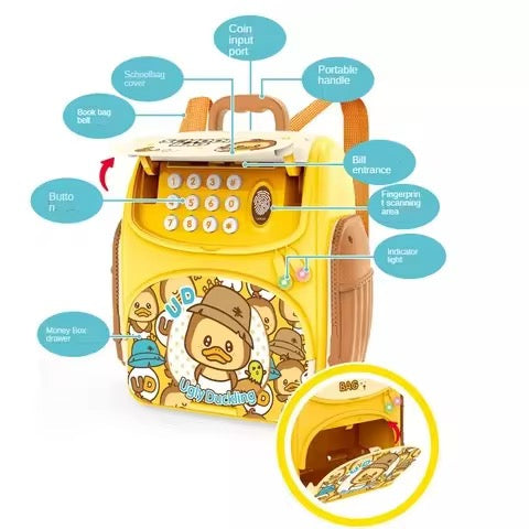 Musical School Bag Money Safe Bank With Finger Print Sensor