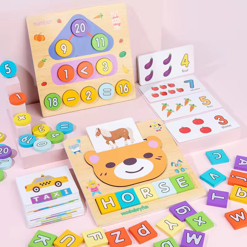 2-in-1 Wooden Digital Clock & Shape Sorter Toy – Early Learning Educational Toy