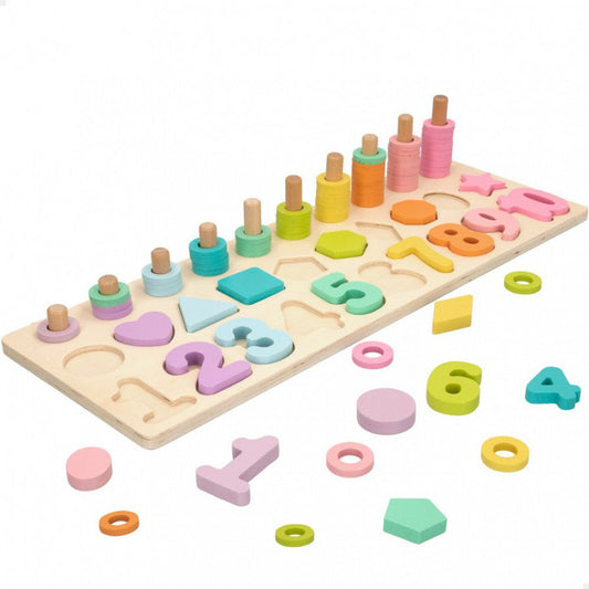 Montessori Wooden Multifunctional Busy Board with Puzzle Early Education Toy