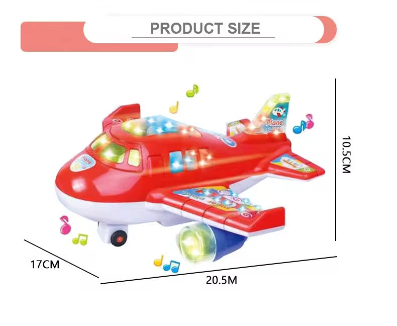 KIDZPAPA Flash electric light and music airplane toy for kids, featuring colorful airplane design with flashing lights and musical features.