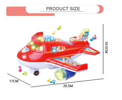 KIDZPAPA Flash electric light and music airplane toy for kids, featuring colorful airplane design with flashing lights and musical features.