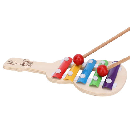Wooden & Metal Guitar shape Xylophone for Kids – Musical Piano Toy