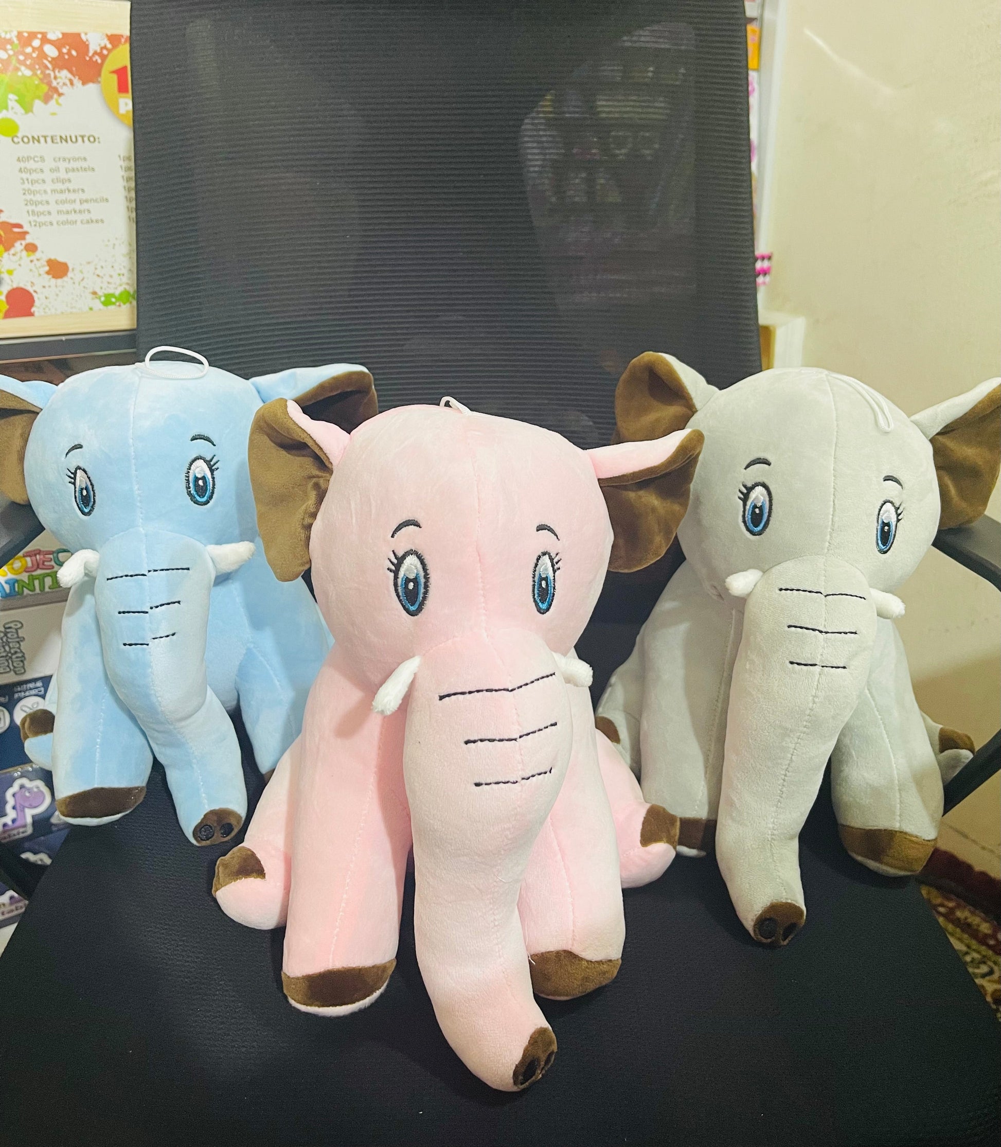 Soft KIDZPAPA cuddly elephant plush toy with long trunk, 32cm, featuring plush fabric and adorable elephant design.
