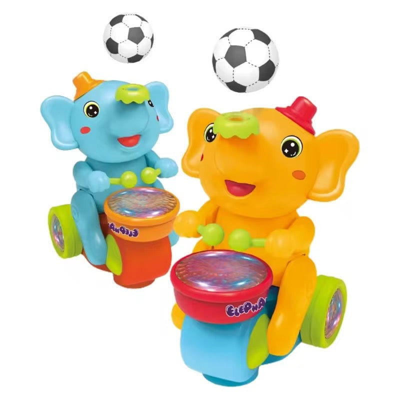 Elephant Musician Toy with Music, Flashing Lights & Drum Play