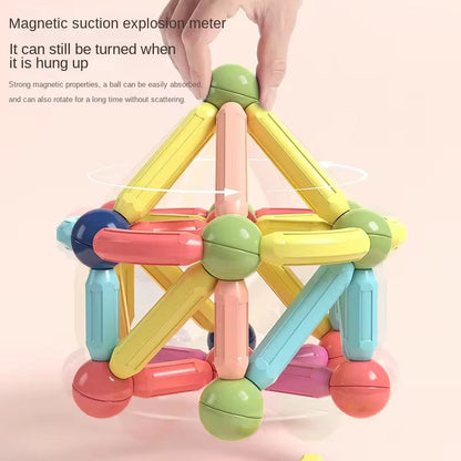 KIDZPAPA magnetic building blocks set for kids 3+ with colorful geometric shapes for educational and creative play.