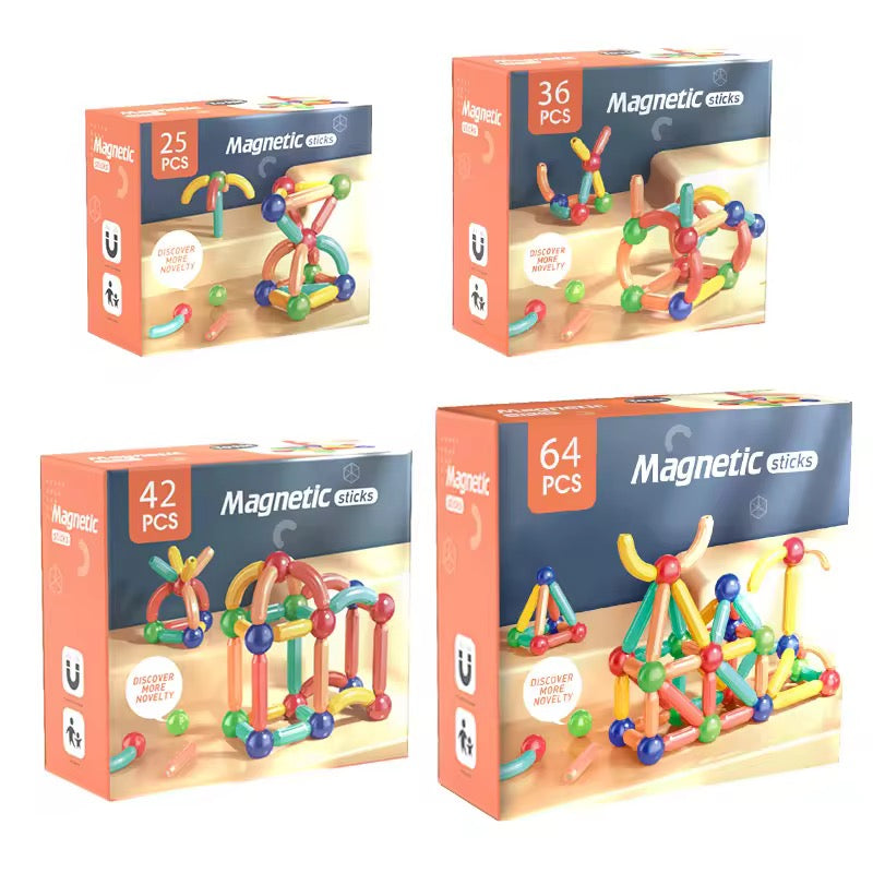 KIDZPAPA magnetic building blocks set for kids age 3+ with colorful, creative, educational toy pieces arranged for play and learning.