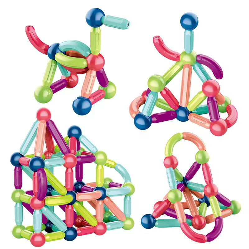 KIDZPAPA magnetic building blocks set for kids 3+ with colorful geometric shapes for creative construction and learning.