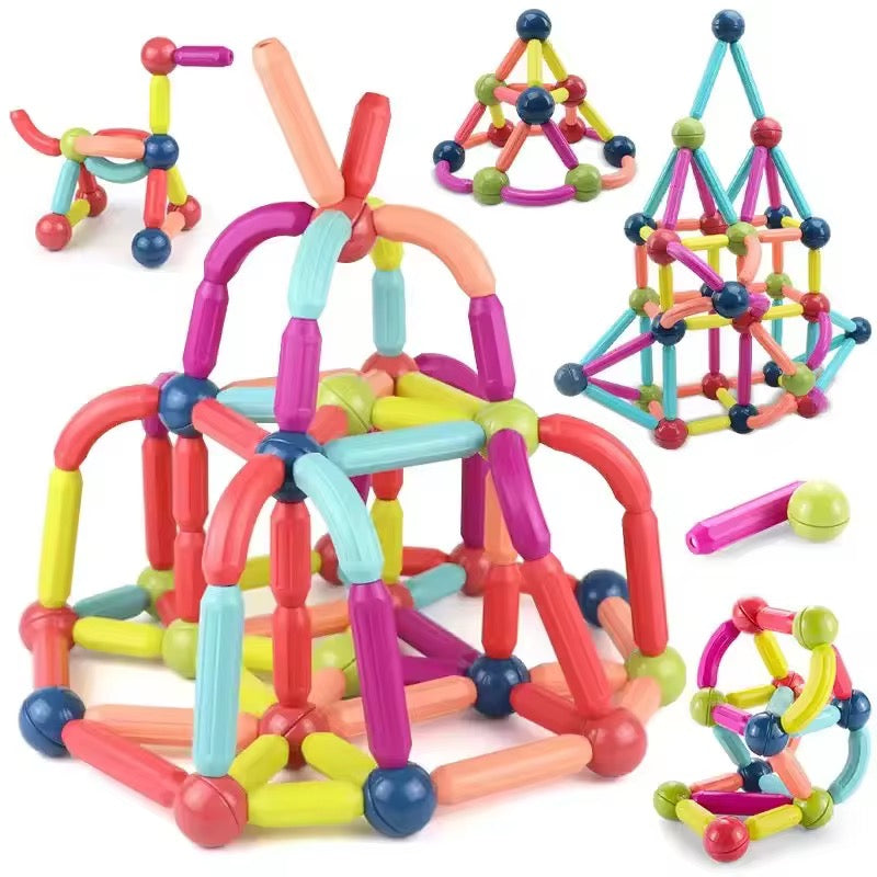 KIDZPAPA magnetic building blocks set for kids 3+ with colorful geometric shapes for educational and creative play.