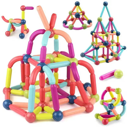 KIDZPAPA magnetic building blocks set for kids 3+ with colorful geometric shapes for educational and creative play.