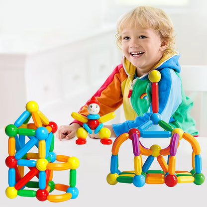 KIDZPAPA magnetic building blocks set for kids 3+ with colorful geometric shapes for educational and creative play.