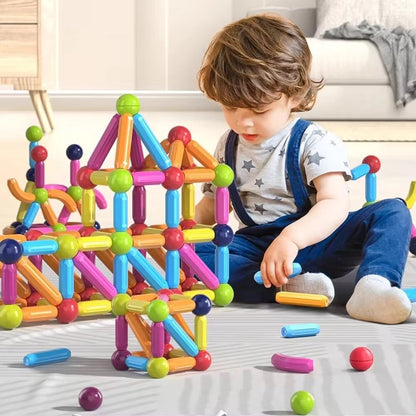 KIDZPAPA magnetic building blocks set for kids 3+ with colorful geometric shapes for educational and creative play.