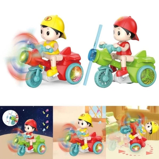 Kids' Stunt Bicycle with LED Lights, Music & 360° Rotation – Electric Robot Bike