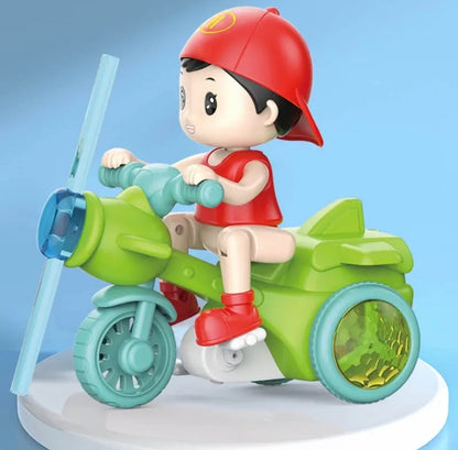 Kids' Stunt Bicycle with LED Lights, Music & 360° Rotation – Electric Robot Bike