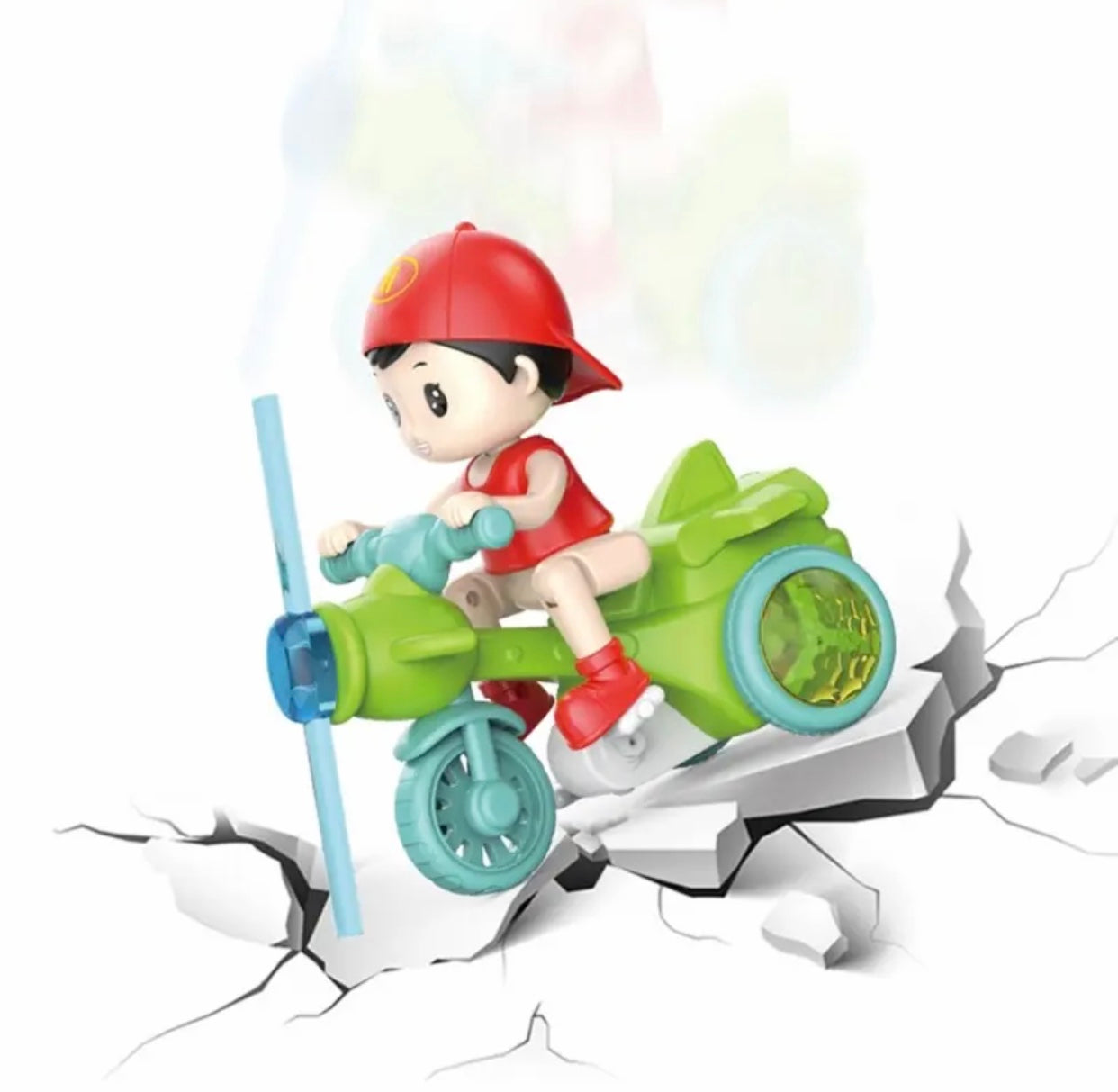 Kids' Stunt Bicycle with LED Lights, Music & 360° Rotation – Electric Robot Bike