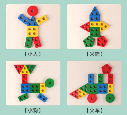 Wooden Puzzle Shape Sorter Toys for Toddlers – Montessori Stacking Educational Learning Toys for Kids Ages 1 2 3