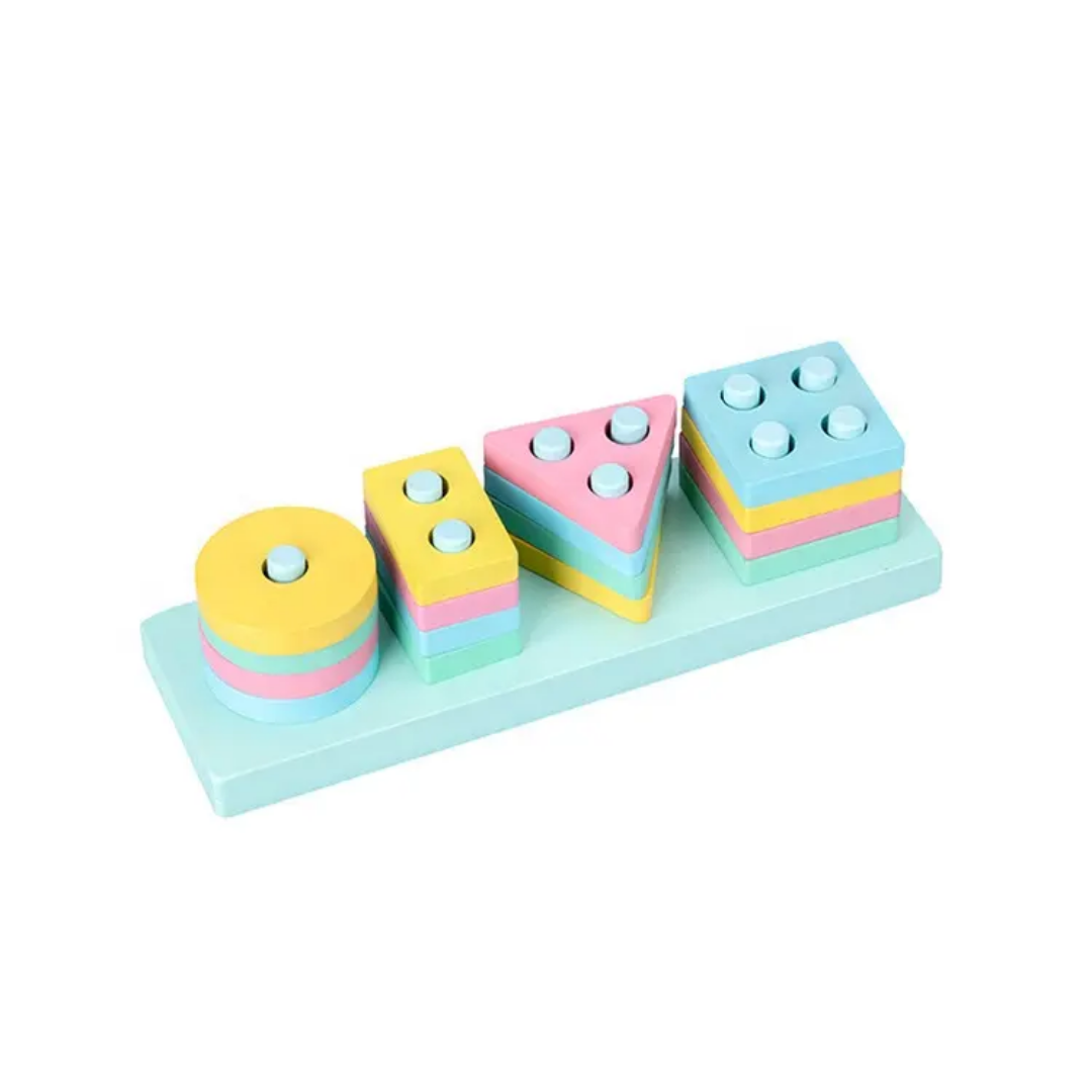 Wooden Puzzle Shape Sorter Toys for Toddlers – Montessori Stacking Educational Learning Toys for Kids Ages 1 2 3