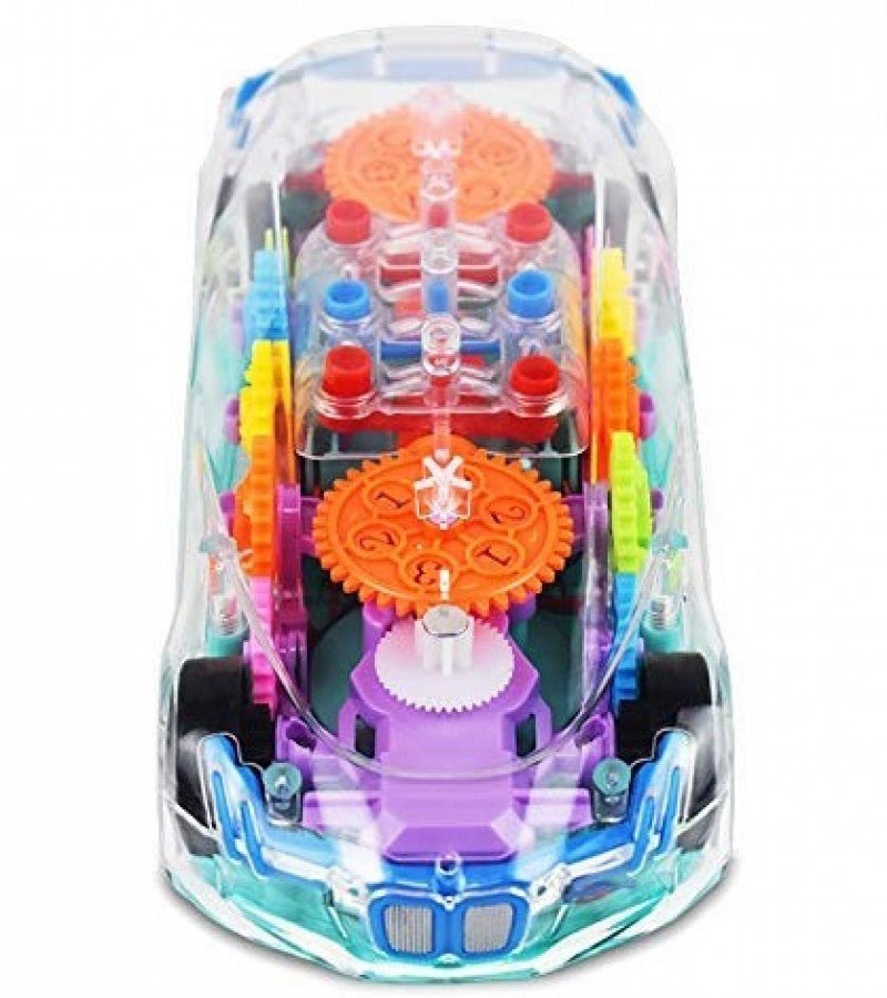 Transparent Gear Toy Car for Kids – Automatic Bump and Go Vehicle with Lights and Music | Educational and Interactive Toy Car